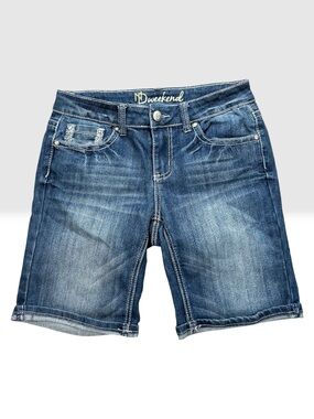 ND Weekend Denim Shorts Women’s Sz 6 Blue Jean Shorts Cross Pocket Western Glam